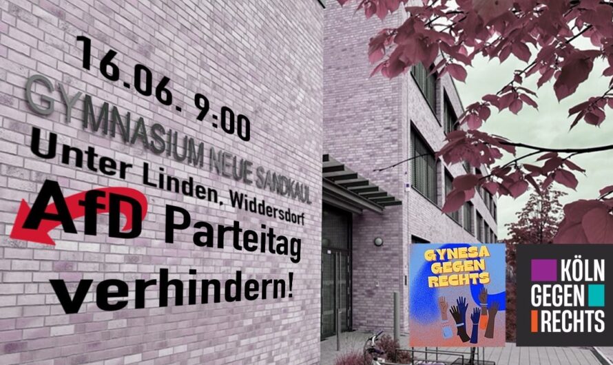 Gegen den AFD Kreisparteitag am Sonntag in Widdersdorf